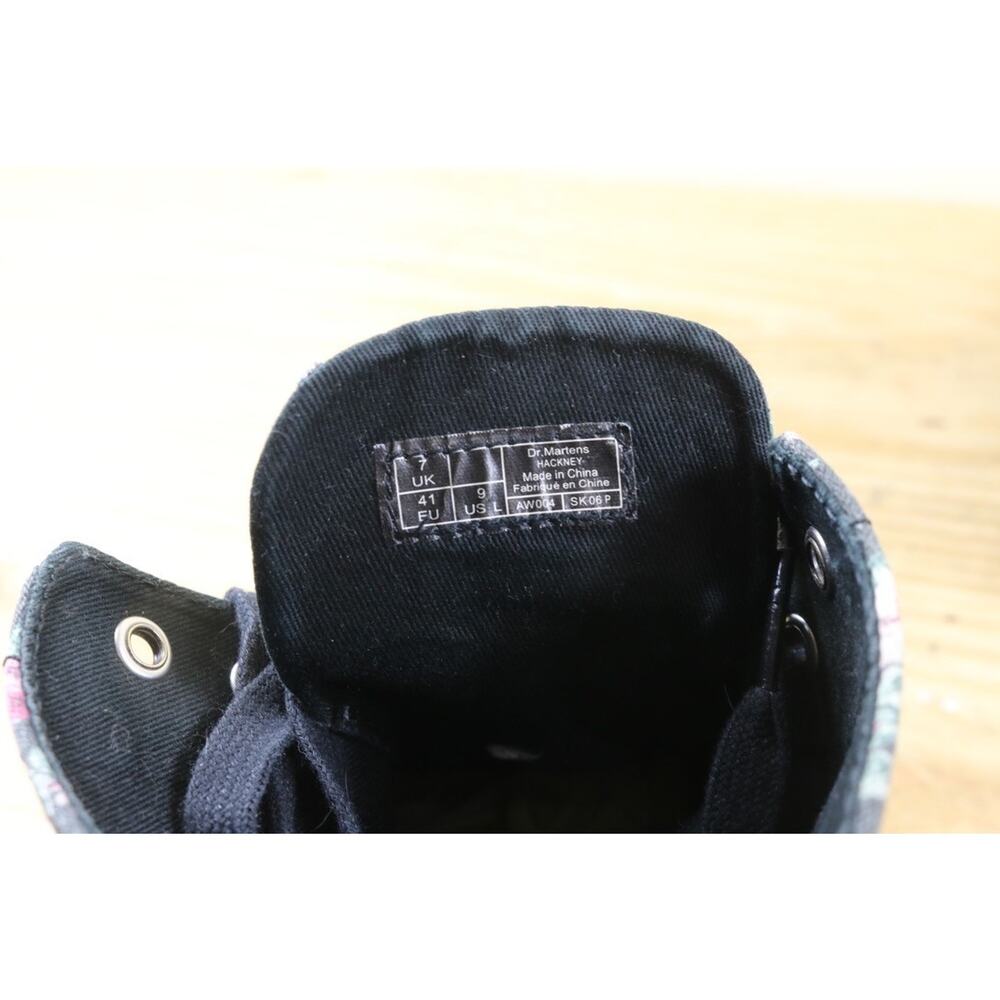 Doc Dr Martens Boots Womens 9 Black Floral Canvas Hackney High Tops Lace Up - Picture 5 of 10